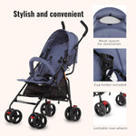 Dream On Me Vista Moonwalk Baby Stroller in Blue, Lightweight Infant Stroller with Compact Fold, Multi-Position Recline Umbrella Stroller with Canopy, Extra Large Storage and Cup Holder