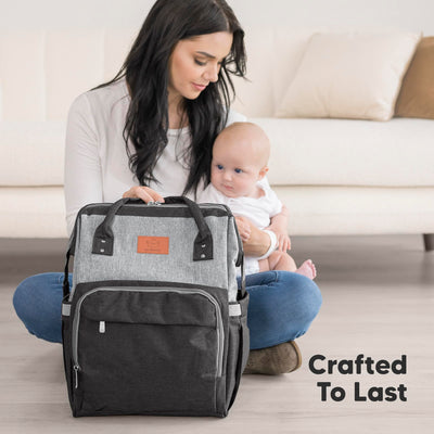 KeaBabies Baby Diaper Bag Backpack - Large Baby Bag for Boys, Girls, Waterproof Multi Function Travel Diaper Backpack with Changing Pad, Durable Travel Essentials for Moms and Dads (Graphite)