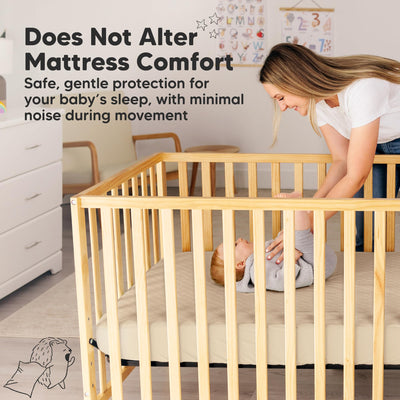 2-Pack Waterproof Crib Mattress Protector Cover Fitted - Quiet Baby Crib Mattress Pad Sheets, 52" x 28" Soft Quilted Cotton Baby Sheet, Machine Washable, Easy Fit, Durable (Khaki/Mavy)