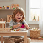 PlanToys® Wooden Girl Dollhouse Figure – Dark Skin Tone | Poseable 1:12 Scale Dollhouse People | Montessori Pretend Play Doll with Bendable Arms & Legs | Eco-Friendly Wooden Figurine for Kids