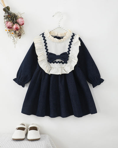 Kucnuzki 18 Months Girl Clothes Toddler Fall Dress Cute Long Sleeve Casual Ruffle Dress Baby Winter Outfit Baby Girl Clothes 12-18 Months