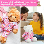 2 Pcs PJ's Bear Clothes Outfit, Fit Most 12-16 Inch Bears Stuffed Clothes Pajamas Plushy for Stuffed , Pre Kindergarten Toys(Pink,Pajamas)