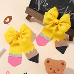 doboi Hair Bows for Girls 2PCS Back to School Pencil Hair Bow 3.3 In Glitter Hair Bows with Alligator Clips Handmade Hair Accessories for Girls Babies Toddlers Teens Teacher (YELLOW)