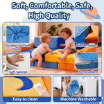11Pcs Modular Kids Play Couch, Indoor Child Sectional Sofa for Toddlers over 1 year old, Nugget Couch for Playroom Living Room, Convertible Foam Climbing Blocks Sofa for Boys and Girls, Stars and Moon