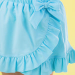 RuffleButts Girls Swim Bow Skirt Cover-Up - Blue Breeze, 2T/3T