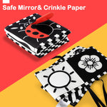URMYWO Black and White Baby Toys, Tummy Time High Contrast Newborn Toys 0-3 Months, Soft Baby Book, Visual Stimulation Montessori Sensory Infant Toys 0-6-12 Months, Shower Gift, Stocking Stuffers