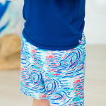 RUGGEDBUTTS Boys UPF50+ Sun Protection Novelty Swim Trunks - Seaside Surfer, 2T