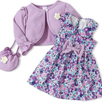 Baby Girl Clothes Toddler Dresses Infant Fall Winter Outfits Little Coat Princess Cardigan Dress Set +Cute Bag