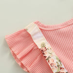Fanvereka Newborn Infant Baby Girl Summer Outfits Romper Dress Flower Toddler Girls Tops Suspender Shorts + Headband Set (Pink, 0-3 Months)