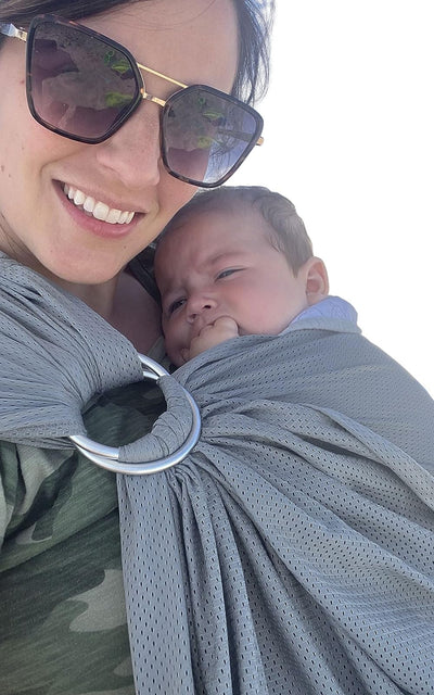 Vlokup Baby Water Ring Sling Carrier | Lightweight Breathable Mesh Baby Wrap for Infant, Newborn, Kids and Toddlers | Perfect for Summer, Swimming, Pool, Beach | Great for Dad Too Light Gray