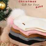Toddler Baby Winter Hat Warm Fleece Lined Knit Kids Hat with Earflap Infant Newborn Pom Pom Beanie Knit Cap Girls Boys
