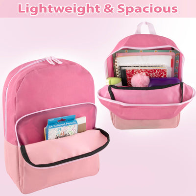 Trail maker 15 Inch Backpack for Girls, Preschool, Elementary & Middle School Students – Spacious Bookbag with Large Front Pocket, Adjustable Straps, Fits up to 13 Inch Laptop (Pink)