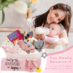 Zopeal 22 Pcs Deluxe New Baby Gift Basket, Baby Shower Gifts Essentials Stuff for Girls Newborn Baby Girls Gift Set for Expecting Moms Gifts Diaper Caddy Organizer