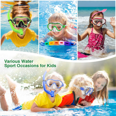 Kids Snorkel Set for Boys Girls Youth Junior Age from 5-13 Years Old Upgraded Dry Top Snorkel Mask Snorkeling Gear with Carrying Bag for Pool Swimming Diving Water Park Beach Vacation