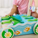 Melissa & Doug First Play Chomp and Clack Alligator Wooden Push Toy and Activity Walker