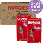 Huggies Size 6 Diapers, Little Movers Baby Diapers, Size 6 (35+ lbs), 108 Count (2 Packs of 54), Packaging May Vary