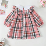 Little Girls Clothes 3t 4t Girl Fall Clothes Cute Bright Pink Plaid Winter Kids Dress Toddler Long Sleeve Swing Checkered Dresses Toddler Outfit
