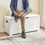 VASAGLE Storage Chest, Storage Bench with 2 Safety Hinges, Farmhouse Style, 15.7 x 39.4 x 18.1 Inches, for Entryway, Bedroom, Living Room, Cloud White ULSB061T10