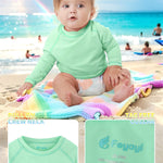 Feyoyi Baby Todder Rash Guard Shirts SPF Long Sleeve Swim Shirts Sun Protection Rashguard Swimwear for Baby Boys Girls Mint,3-6 Months