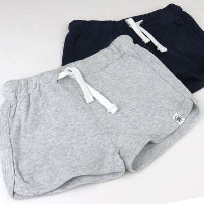 HonestBaby Multipack Shorts 100% Organic Cotton for Infant Baby and Toddler, Boys, Girls, Unisex, Navy/Gray, 6 Months