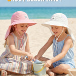 Kids Sun Hat with Neck Flap, UPF 50+, Quick Dry Beach Hat for Baby Boys Girls (US, Age, 2 Years, 8 Years, Pink+White)