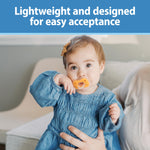 Dr. Brown's Advantage One-Piece Silicone Baby Pacifier, Fully Symmetrical Soother, Dark Blue/Light Blue/Orange, 6-18m, BPA Free, 3 Pack