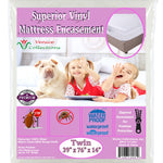 Superior Extra Heavy 8 Gauge Vinyl Mattress Protector Zippered Encasement Cover 100% Waterproof Twin White