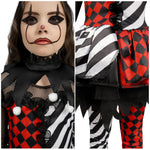 Spooktacular Creations Girls Clown Costume, Halloween Evil Clown Costume, Black and Red Jester Dress for Girls Halloween Dress Up, Role Play, Cosplay Party
