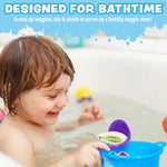 Tub Works® Tub Soup™ Scoop, Strain & Play Toddler Bath Toy | Floating Foam Veggies, Ladle for Scooping & Soup Pot for Straining | Pretend Play Cooking Kids Bath Toys | Creative Bathtub Toys