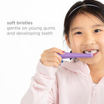 Ubbi Toddler Training Toothbrush Set, Soft Bristled & Gentle Manual Toothbrushes for Baby, Green Zest & Smoothie Purple