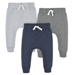 Gerber Baby Boys Toddler 3-Pack Jogger Sweatpants, Navy/Gray, 3T US