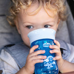 Chicco 360° Spoutless Sippy Cup 9+ Months, 9oz Toddler Training Cup, 2-in-1 Trainer with Removable Membrane for Open Cup, Spill-Resistant Rim, BPA-Free, Blue