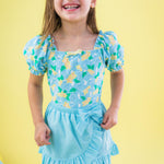 RuffleButts Girls Swim Bow Skirt Cover-Up - Blue Breeze, 2T/3T