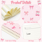 Xqumoi 2 Pack A5 Coquette Pink Bow Spiral Notebooks - Preppy Cute Ruled Journal Writing Notebooks Trendy Girly Gift for Girls Women Christmas Back to School Office Supplies