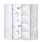 aden + anais Boutique Organic Swaddle Blanket 4-Pack – 100% Organic Cotton Muslin, Large, Soft, Breathable Receiving Blankets for Infants – Lightweight Multi-Use Baby Swaddles, Map The Stars