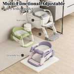 XIGGA 3 in 1 Potty Toilet Training Seat with 2-level Adjustable Steps, Equipped with Waterproof Cushion and Non Slip Step Stool, Dedicated Toilet Seat for Boys Girls - Green