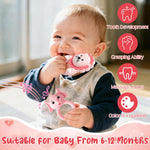 Silicone Teething Toy for Babies - 2ooya 3Pcs Pink Bear Lion Elephant Food Grade Rattle Teether Infant BPA Free Sore Gums Pain Teething Relief Chew Sensory Toy for Newborn Girl Baby Shower Birthday