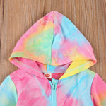Emmababy Tie Dye Sweatshirt Jacket Baby Girl Hoodie Zipper Long Sleeve Rainbow Print Coat Toddler Hooded Zip Up Outerwear (Colorful, 9-12 Months)