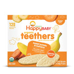 Happy Baby Gentle Teethers Organic Teething Wafers Blueberry Purple Carrot, 0.14 Ounce Packets (Box of 12) Soothing Rice Cookies for Teething Babies Dissolves Easily, Gluten Free No Artificial Flavor