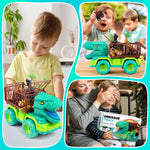 JoyBuilders 18 in 1 Dinosaur Toys for Kids 3-5, Dinosaur Truck Toys for Kids with 2 Pull Back Cars, 8 Dino Figures, Dinosaur Toys for Boys and Girls, Birthday Party Favors&Christmas Presents for Kids