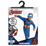 MARVEL Captain America Official Youth Value Costume - Full-Bodied Fabric Jumpsuit with High-Resolution Printed Design and Plastic Half Mask
