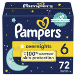 Pampers Overnight Diapers - Swaddlers Overnights - Size 6, 72 Count, Disposable Baby Diaper, Night Time Leak and Skin Protection