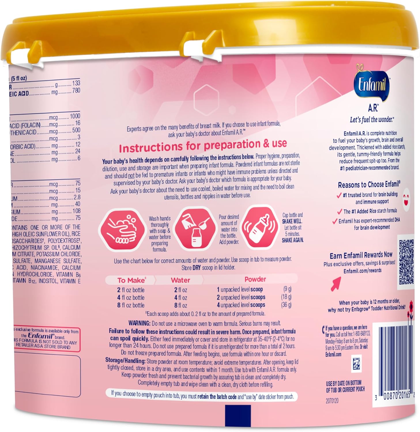 Enfamil A.R. Baby Formula, Added Rice Starch Formula to Reduce Reflux & Spit-Up, DHA for Brain Development, Probiotics to Support Digestive & Immune Health, Baby Milk, 19.5 Oz