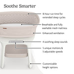 UPPAbaby Soma Smart Bassinet – 5 motions + 5 speeds + 4 Sounds with MotionSync Technology – Height Adjustable – Included Mattress, Sheet + Storage Basket – Charlie (Sand Mélange)