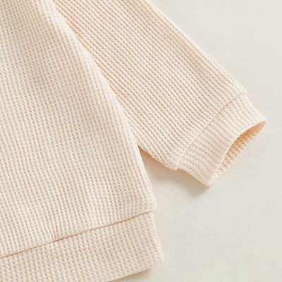 Toddler Baby Boy Long Sleeve Shirt Waffle Knit Fall Clothes Solid Color Polo Pullover Top Sweatshirt (Apricot, 18-24 Months)