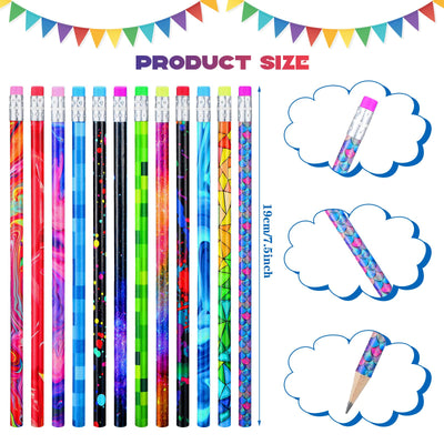 Chinco 200 Pieces Wooden Pencil with Eraser for Kids Assortment Colorful Fun Pencils Bulk with Eraser Kids Novelty Back to School Supplies for Classroom, Student Reward, Stationery Party Favors