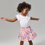 Toddler Girls' Knit Skort (Skirt with Built-in Shorts) 2-Pack, Pink Floral, 18 Months