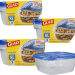 Glad Food Storage Containers, Deep Dish, 64 Ounce, 3 Count