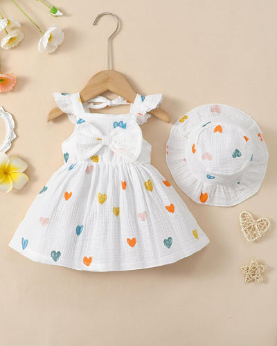 Renotemy Infant Baby Girl Dresses Toddler Girl Clothes Summer Cotton Linen Boho Smocked Sundress Gift for Girls with Hat