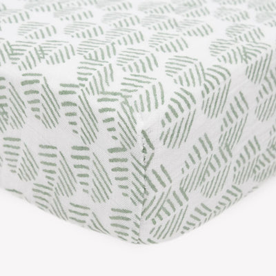 Little Unicorn Premium Crib Sheet | Breathable & Super-Soft Muslin Fabric (Leaf Motif)